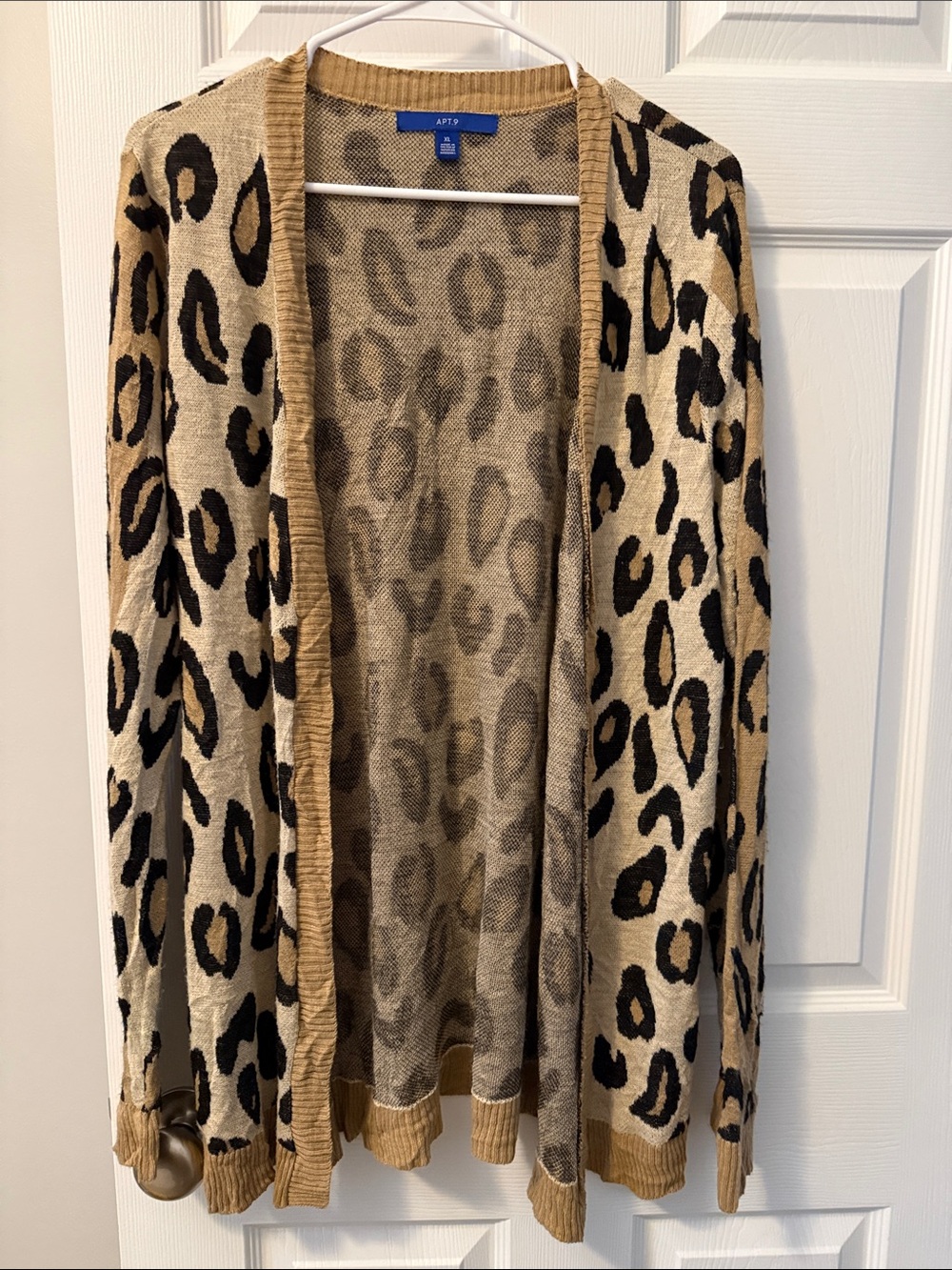 Apt. 9 Women's Leopard Print Open Cardigan - Beige/Black